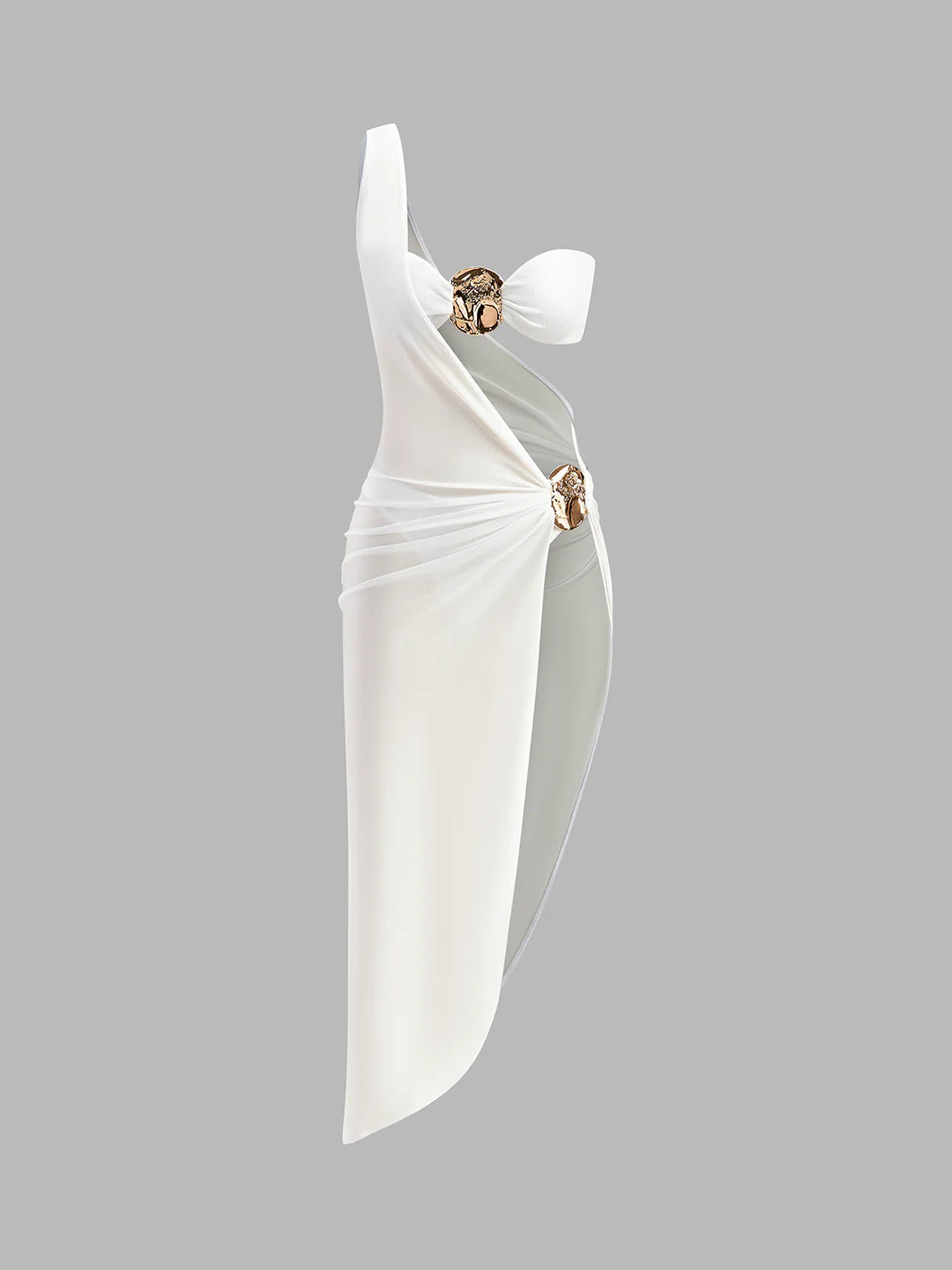 Gold Detail Three-piece Bikini With Cover-Up set