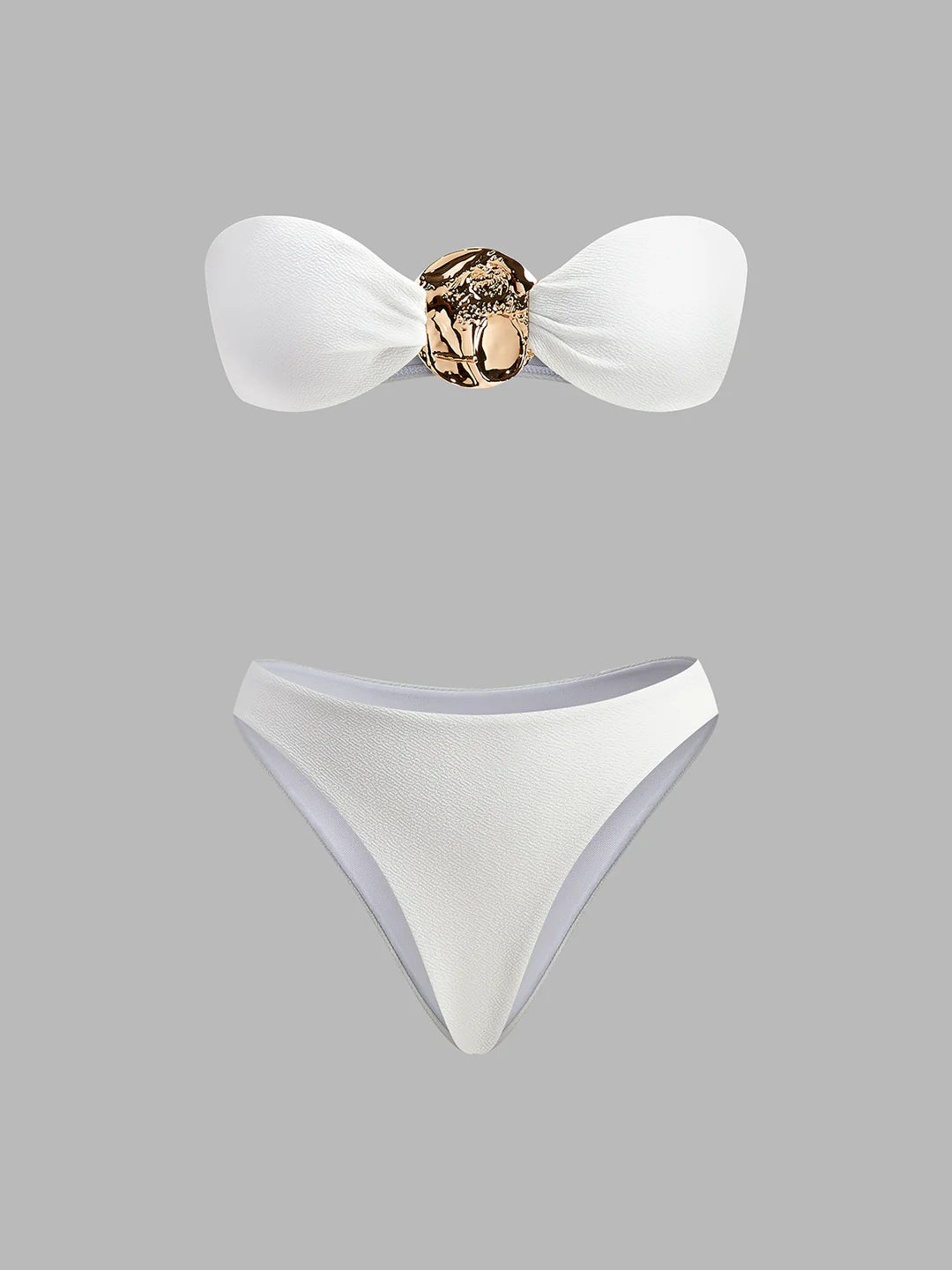 Gold Detail Three-piece Bikini With Cover-Up set