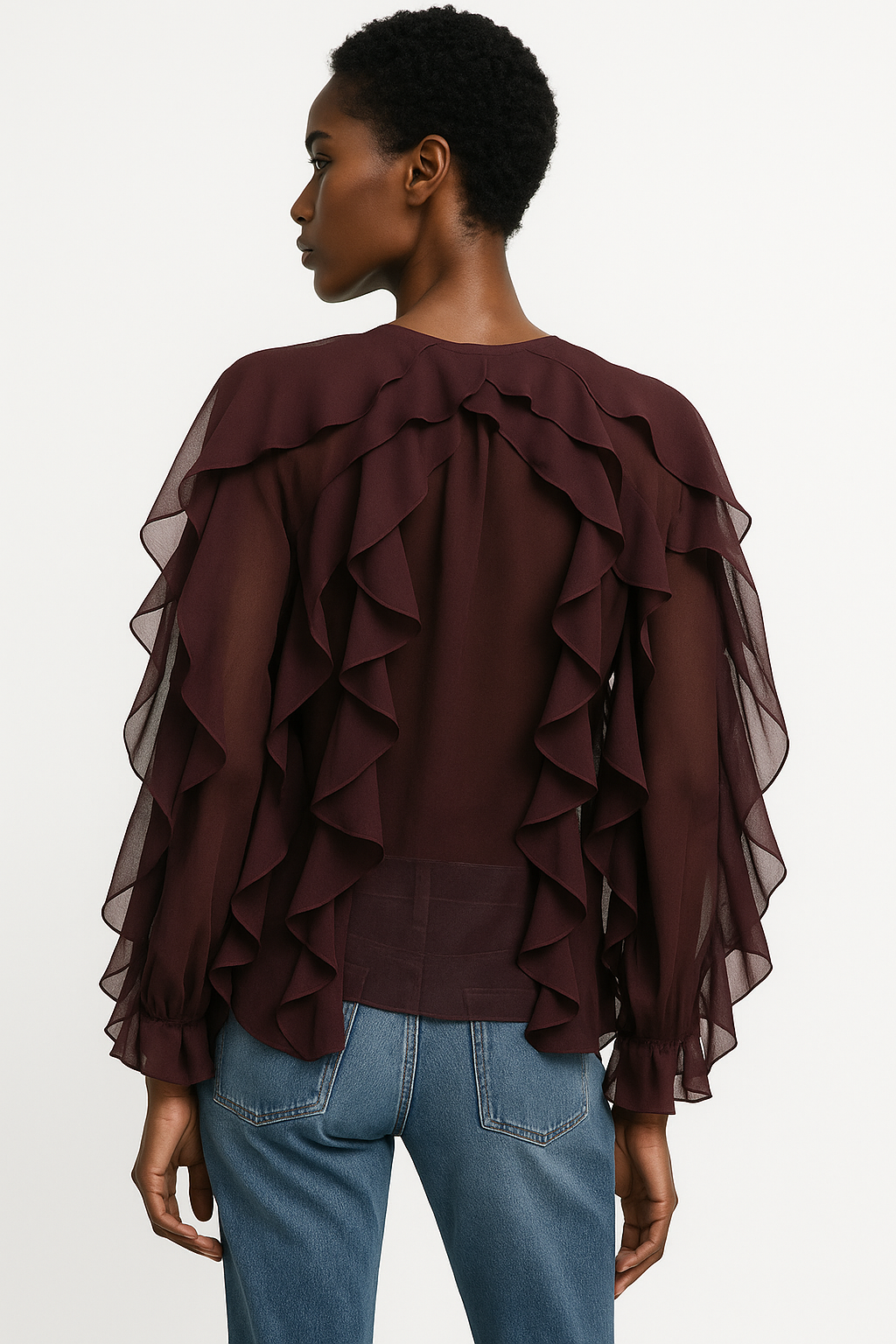 Layered V-Neck Vintage Blouse
