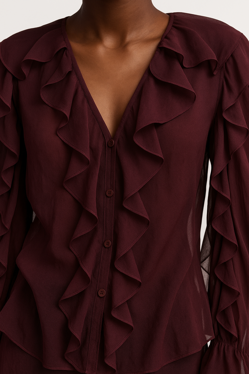 Layered V-Neck Vintage Blouse
